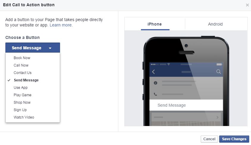 FB Call To Action Options